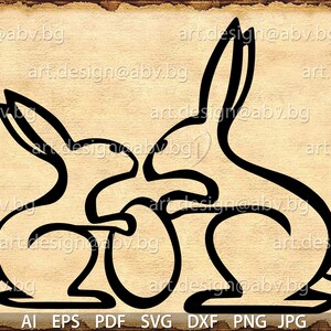Vector RABBITS with egg, AI, eps, png, pdf, svg, dxf, jpg Download, Digital image, graphical image, Easter, discount coupons