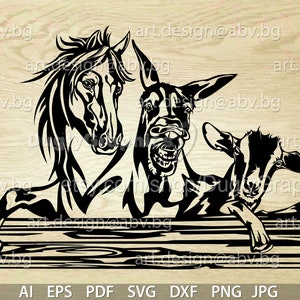 Vector ANIMAL FARM, ai, eps, pdf, svg, dxf, png, jpg Digital image, horse, donkey, goat