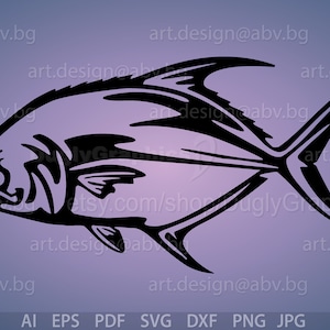 Vector PERMIT FISH, ai, eps, pdf, png, svg, dxf, jpg Graphic Digital Download Artwork image