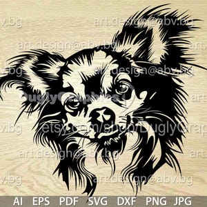 Vector CHIHUAHUA long hair, dog, SVG, AI, png, pdf, eps, dxf, jpg Download, Digital image, graphical, animal, discount coupons