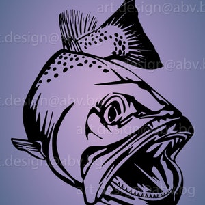 Vector TROUT, fish, AI, eps, pdf, svg, dxf, png, jpg Image Graphic Digital Download Artwork, graphical, discount coupons