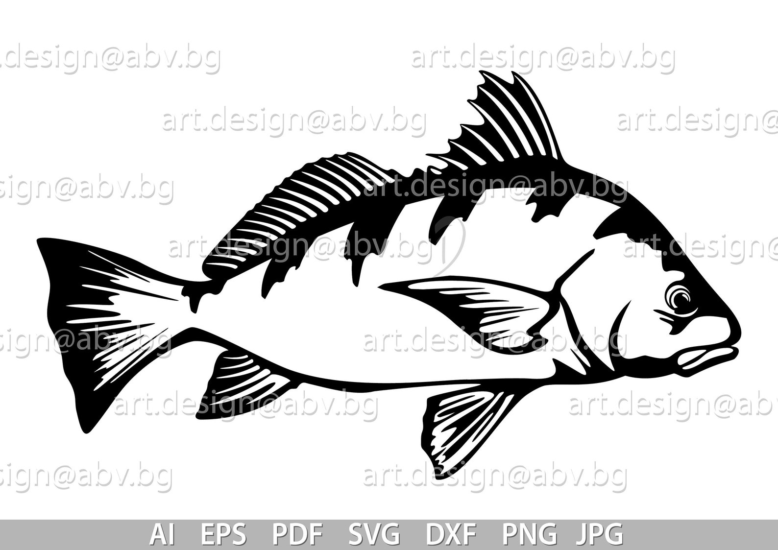 Vector BLACK DRUM FISH Ai Eps Pdf Png Svg Dxf Jpg Image Etsy