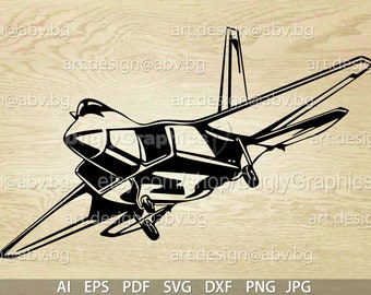 Grafica vettoriale di un aeroplano (svg, dxf, ai, eps, pdf, png, jpg) (download digitale)