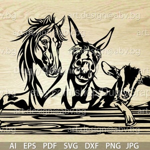 Vector ANIMAL FARM friends ai eps pdf svg dxf png jpg Digital image horse donkey goat