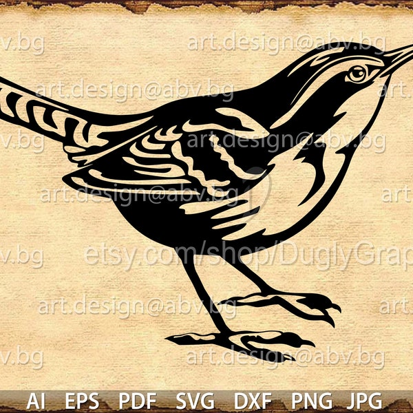 Vector BIRD Carolina wren svg, AI, eps, pdf, dxf, png, jpg Download, Digital image, sparrow graphical, discount coupons