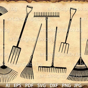 Garden Tools Vector Graphics Bundle (Digital Download)