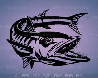 Barracuda Vector Art: Fish Graphic (Digital Download)