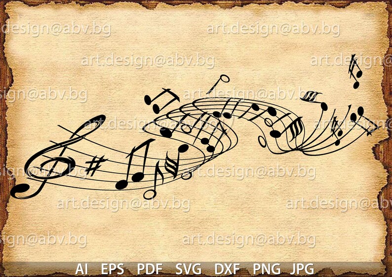 Vector MUSICAL NOTES AI eps png pdf svg dxf jpg Etsy