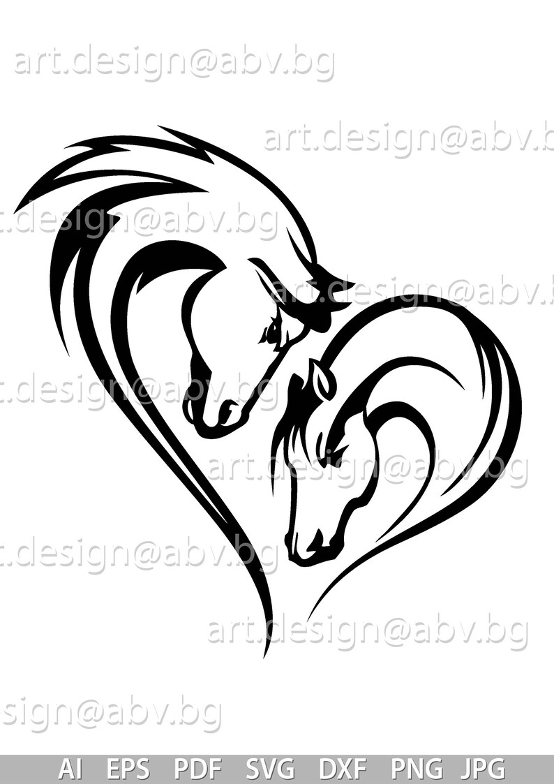 Download Vector HORSE love heart ai eps pdf SVG DXF png jpg | Etsy