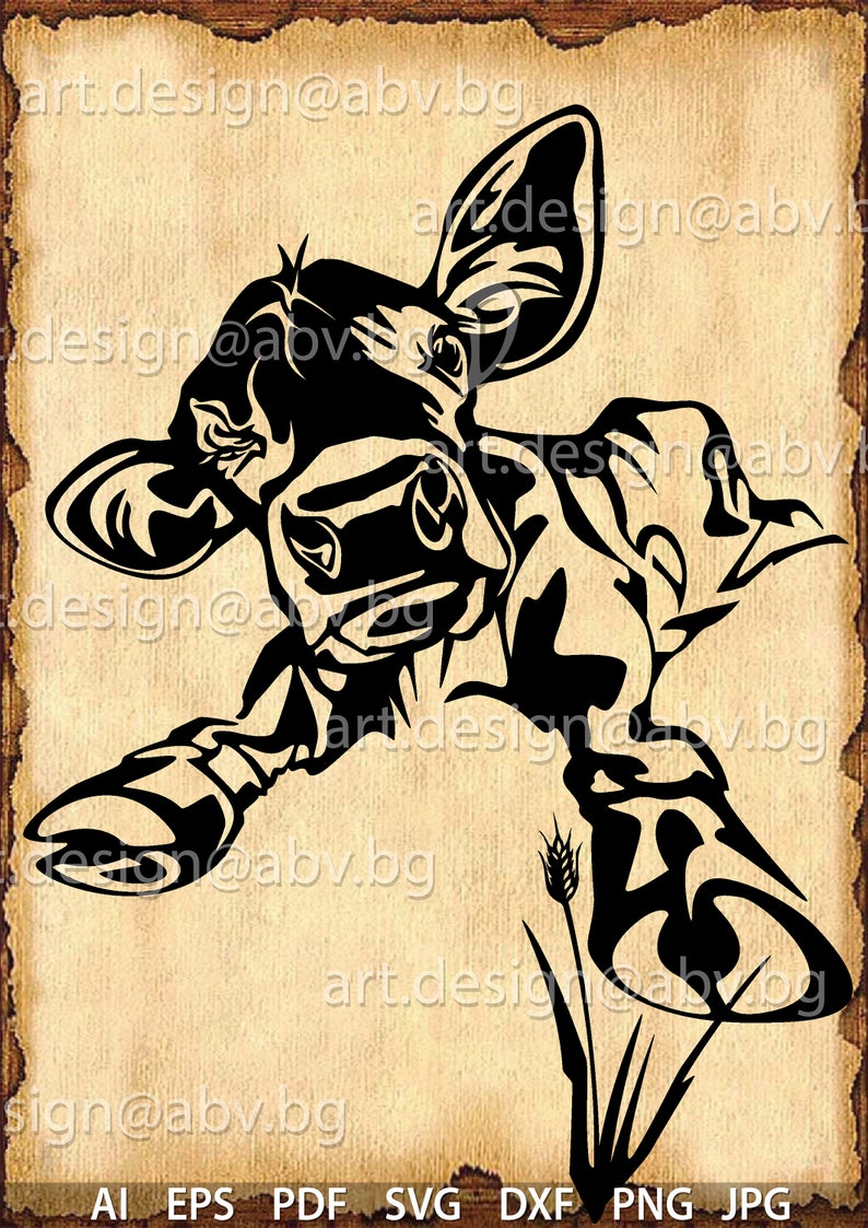 Download Vector COW with flower calf AI PNG eps pdf svg dxf | Etsy
