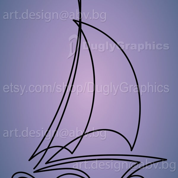 Vector BOAT line art, ai, eps, pdf, svg, dxf, png,  jpg instant Download, Digital image, graphical image