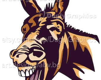 Laughing Donkey Head Vector Graphic (Digital Download)