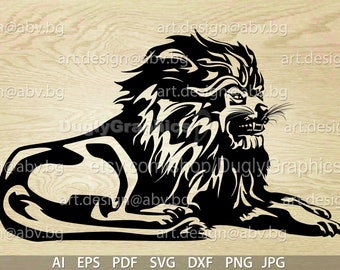 Immagine vettoriale di un leone arrabbiato: grafica (download digitale)