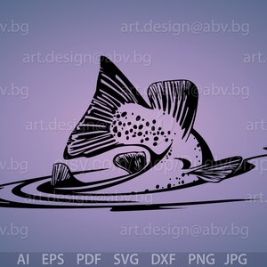 Nageoires de poisson-truite de vecteur, ai, eps, pdf, png, svg, dxf, jpg Image graphique téléchargement numérique oeuvre, queue stylisée, graphique, coupons de réduction