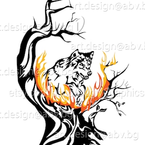 Vector WOLF JUMPING, colored fire ai PNG eps pdf svg jpg running Download Digital image graphical dhole animal
