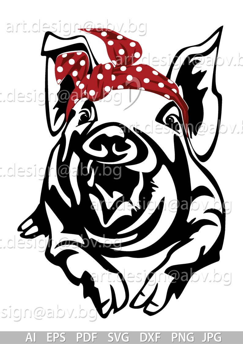 Download Vector PIG with bandana ai eps pdf svg dxf png jpg | Etsy