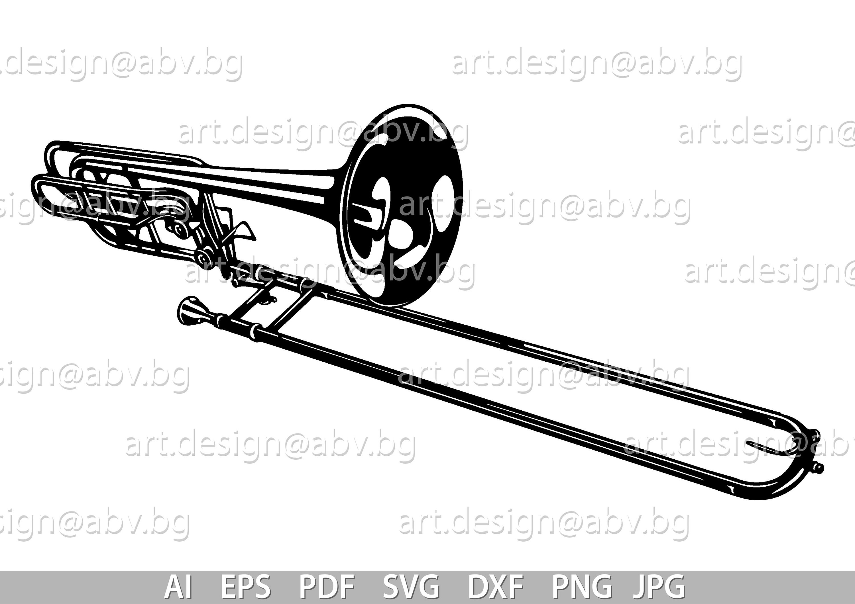 トロンボーンのベクター画像：金管楽器のグラフィック（デジタル