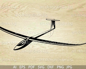 Vector SAILPLANE, SVG, dxf, AI, eps, pdf, png, jpg Download, glider, hydroaeroplane