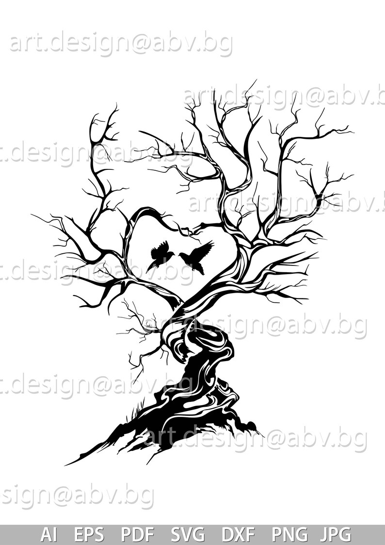 Download Vector WEDDING TREE birds ai eps pdf PNG svg dxf jpg | Etsy