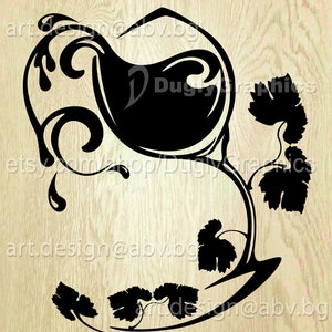 Wine Vector Art: Glass, Bottle, Grapevine (Digital Download)