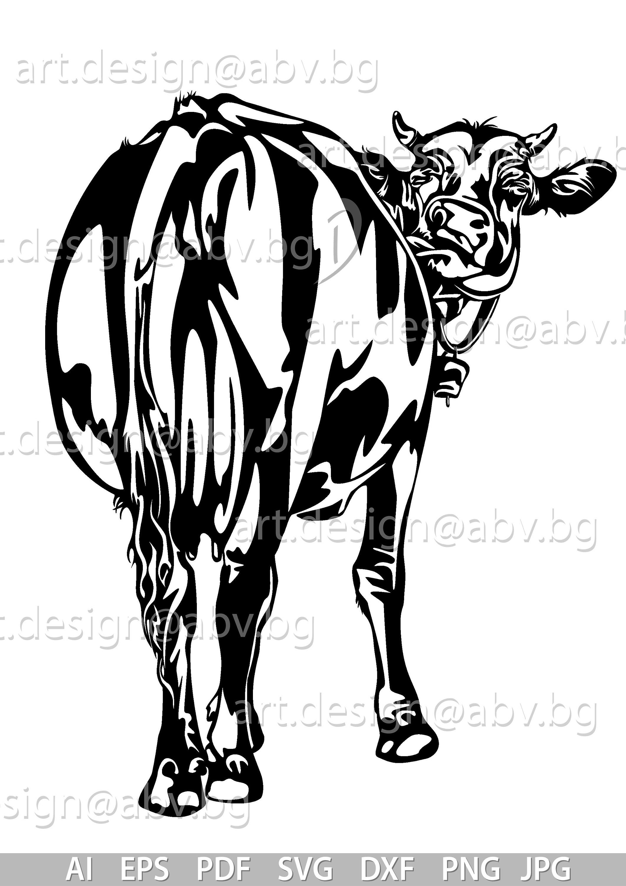 Cow Rear View Vector Art Print (digital Download) - Etsy