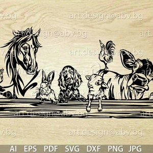 Vector ANIMAL FARM cow horse dog sheep rabbit rooster hen ai eps pdf svg dxf png jpg Download Digital image graphical welcome