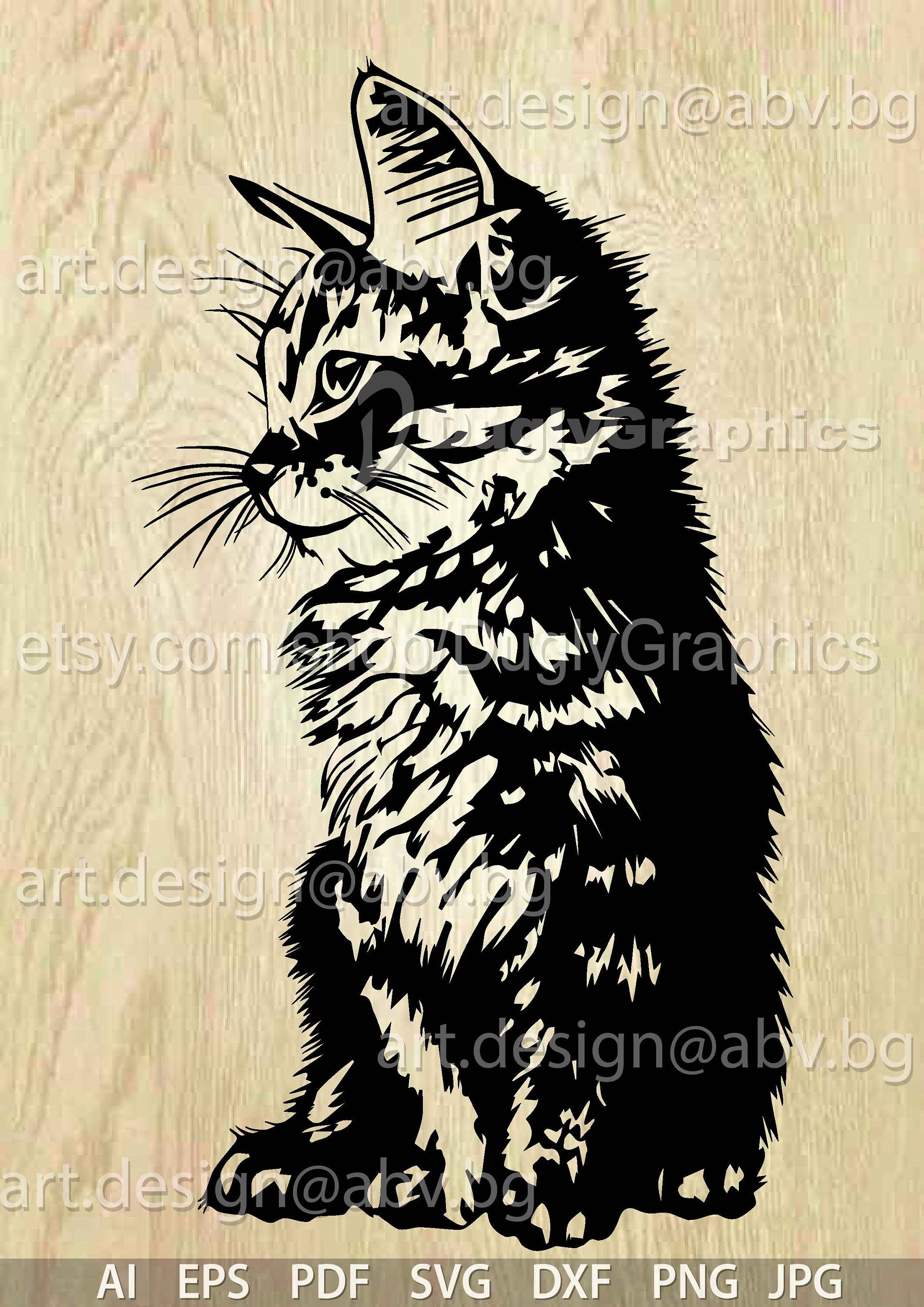 Vector CAT, AI, Eps, Pdf, Png, Svg, Dxf, Jpg Download Files, Digital ...