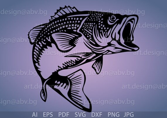 Vector Fish Largemouth Bass Ai Eps Pdf Png Svg Dxf Jpg Etsy