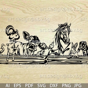 Vector ANIMAL FARM, cow, horse, sheep, pig, rabbit, chicken, turkey, goat ai eps pdf svg dxf png jpg Download Digital image graphical