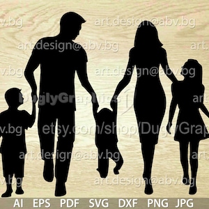 FAMIGLIA VETTORIALE, sagome, AI, PNG, eps, pdf, svg, dxf, jpg Download, Immagine digitale, grafica, disegno bambini