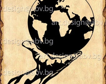 Vector EARTH in hand, to save the world, AI, eps, PNG, pdf, svg, dxf, jpg Download, map of the world, discount coupons