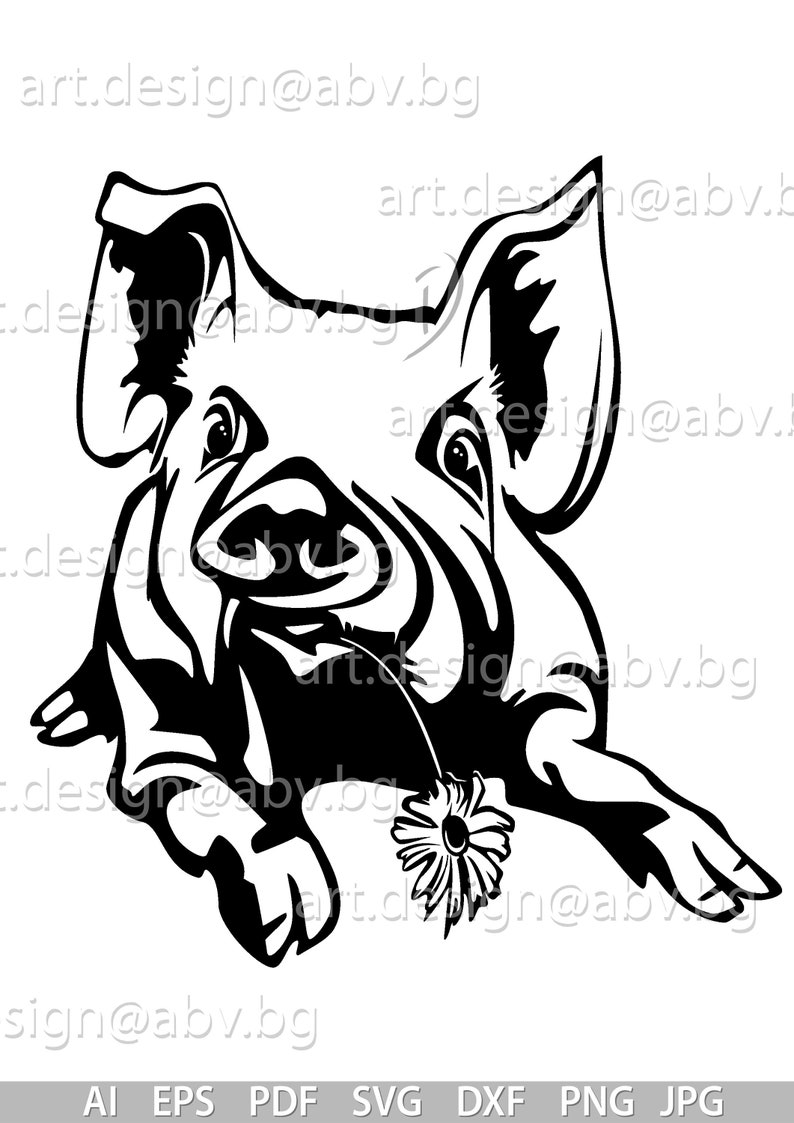 Download Vector PIG with flower calf head AI PNG eps pdf svg | Etsy