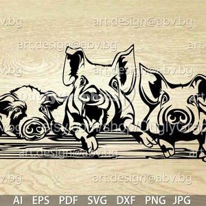 Vector ANIMAL FARM varkens svg ai eps pdf dxf png jpg downloaden, digitaal beeld, grafisch, varken boerderij houten balk