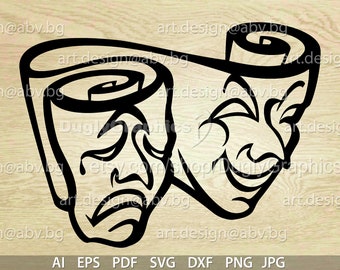 Theater Masks Vector Art (Digital Download)
