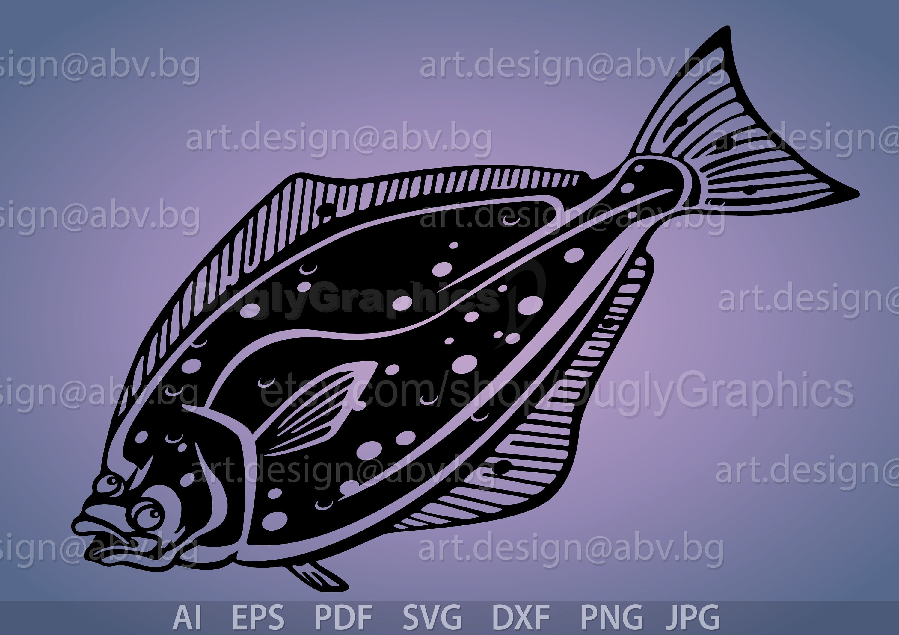 Vector HALIBUT Fish, AI, Eps, Pdf, Png, Svg, Dxf, Jpg Image Graphic Digital  Download Artwork, Bottom Fish -  Sweden