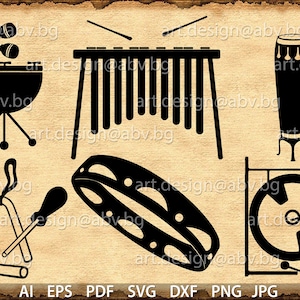Vector PERCUSSION, drums, AI, eps, pdf, svg, dxf, png, jpg Download, collection, models library