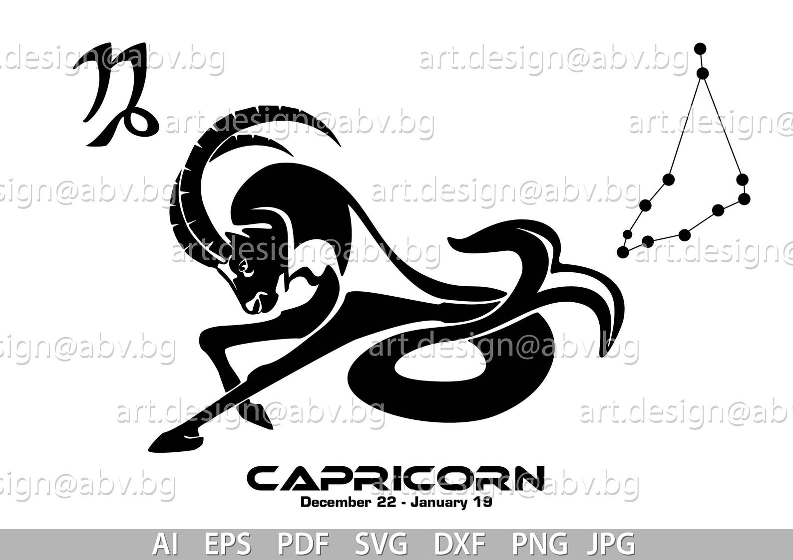 Vector ZODIAC-CAPRICORN AI eps pdf png svg dxf jpg | Etsy