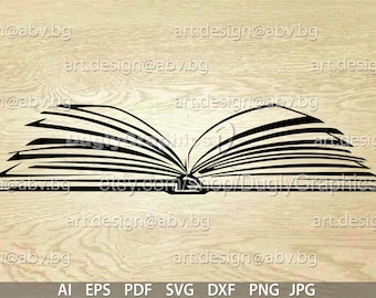 Vector OPEN BOOK, AI, eps, pdf, svg, dxf, png, jpg Download, Immagine digitale, istruzione grafica