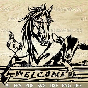 Vetor ANIMAL FARM, ai, eps, pdf, svg, dxf, png, jpg Imagem digital, galinha, cavalo, cabra