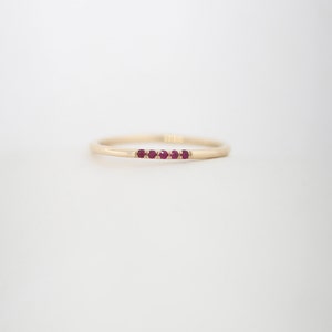 14K Yellow, Red Ruby Wedding Band Set With Red Rubys, Red Ruby Wedding Bands, 14K Red Ruby Band, Ruby Stackable Rings