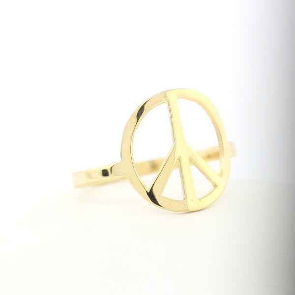 Dainty solide 14K or paix paix or Simple anneau, 14K Solid Peace or bague, bague Peace or Uni, paix or délicate bague,