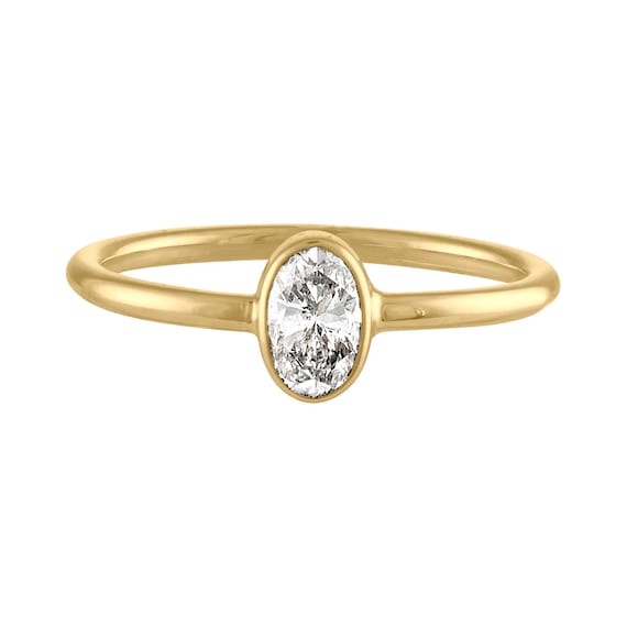 Oval Bezel Diamond Engagement Ring Bezel Diamond Engagement Etsy