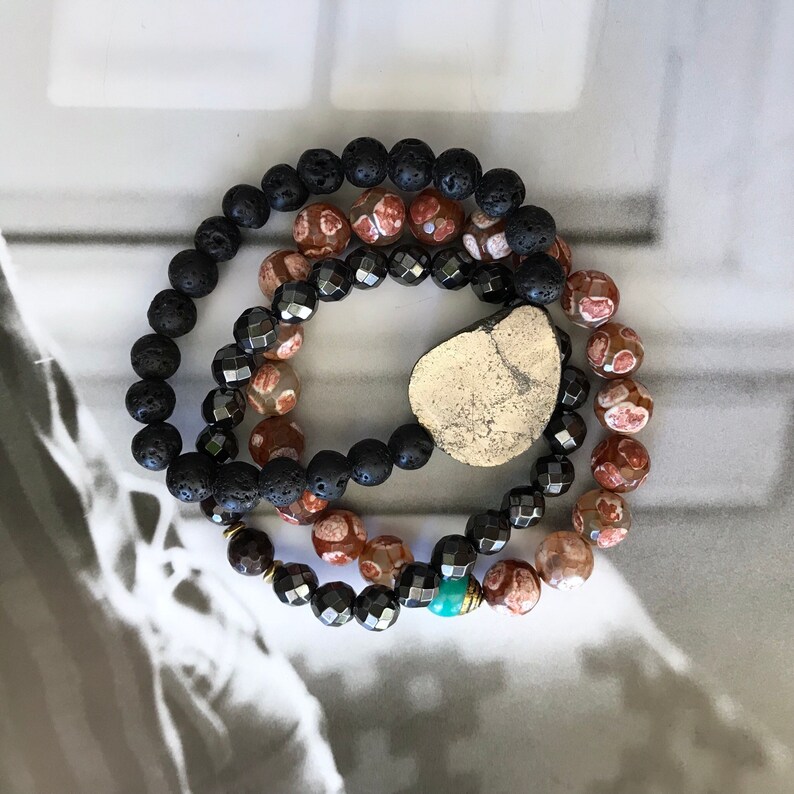 Beaded bracelet set gemstone bracelet stretch bracelet Etsy