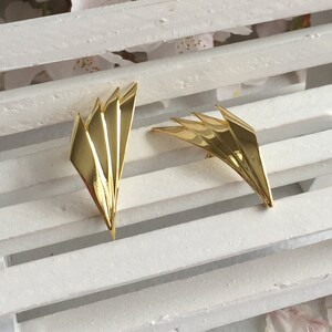 Highly-polished Fan-shaped Earrings-Stud Earrings-Golden Earrings-Punk style Earrings-Fancy Holiday Gift Jewelry