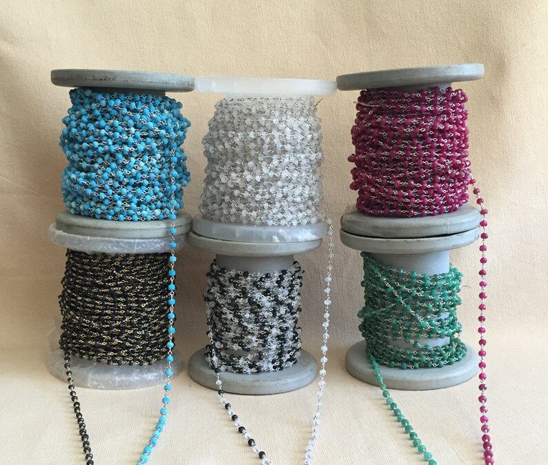Rhodium plated beaded chain Handmade Silver Beaded Chain DIY jewelry beaded chain Gold plated beaded chain