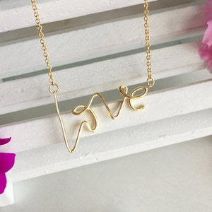 Hand-made Love letter Necklace-Thready LOVE symbol Necklace-Script styled LOVE Letter Necklace-Lovely Valentine&#39;s Day gifts