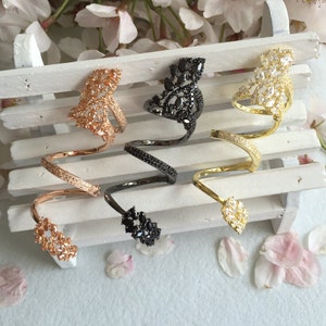 Impressive CZ Articulated Full Finger Ring-Revolving Full Finger Ring-Long Ring-One of a Kind Fashion Ring-Valentine&#39;s Day gifts