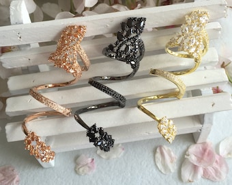Impressive CZ Articulated Full Finger Ring-Revolving Full Finger Ring-Long Ring-One of a Kind Fashion Ring-Valentine's Day gifts