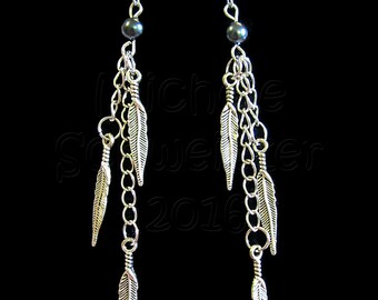 Dark Feathers - Chain Dangle Earrings