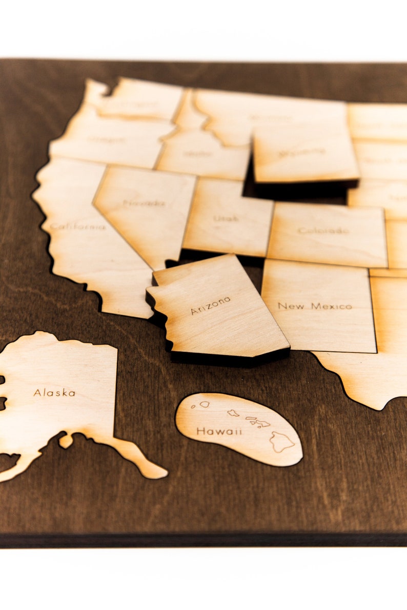 United States Wooden Map Puzzle | Etsy